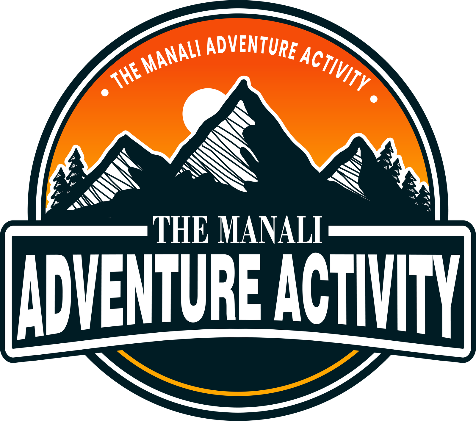 The Manali Adventure Activity logo with mountains and orange sunset